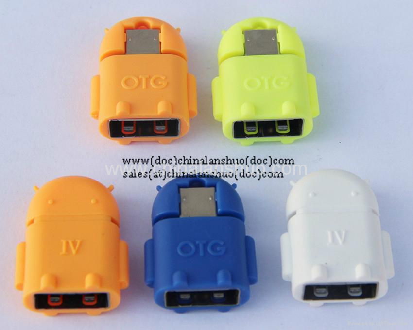 Android Robot Micro USB 2.0 Host OTG Flash Disk Adapter Converter For Samsung S5