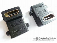 90 degree angle screw-lock HDMI female to  female adapter 