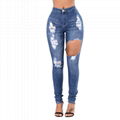 Good looking lady's denim ripped skinny