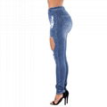 Good looking lady's denim ripped skinny jeans 2