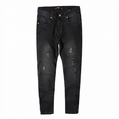 Mens fashion black ripped denim jeans