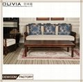 Solid Wood American Style Wooden Fabric Sofa Bench 123 seater movable seats 1