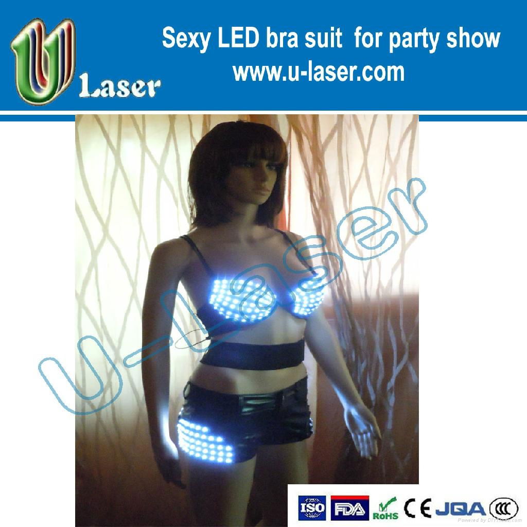 led luminous sexy led bra with shorts for party show and holiday show woman suit