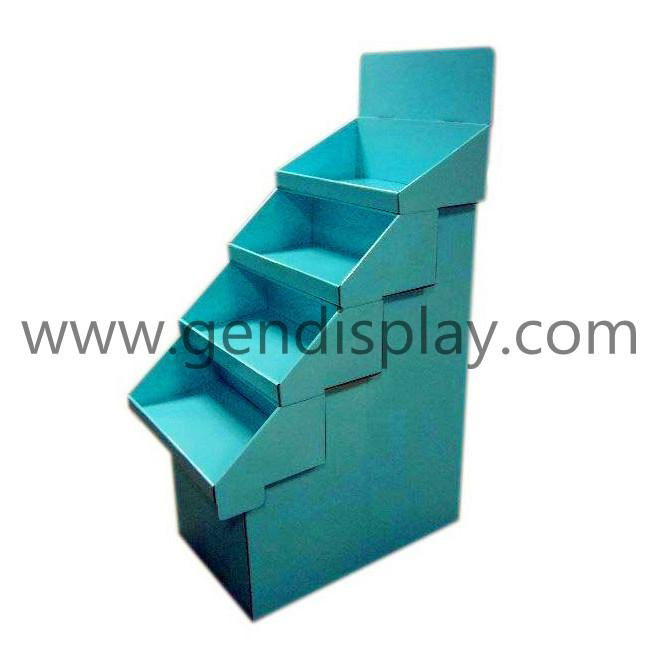 Singe Color Printed Corrugated Cardboard Display Stands with Trays for Storage