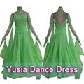 Apple Green Korean Silk Women and Girl's Ballroom Dancewears 1