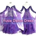 Silk Purple Big hem Womens Standard competition dresses