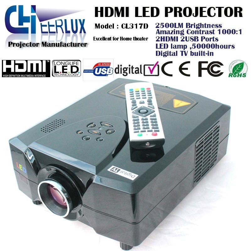 cheap led projectors with digital Tv for home theatre support 1080p & 720p