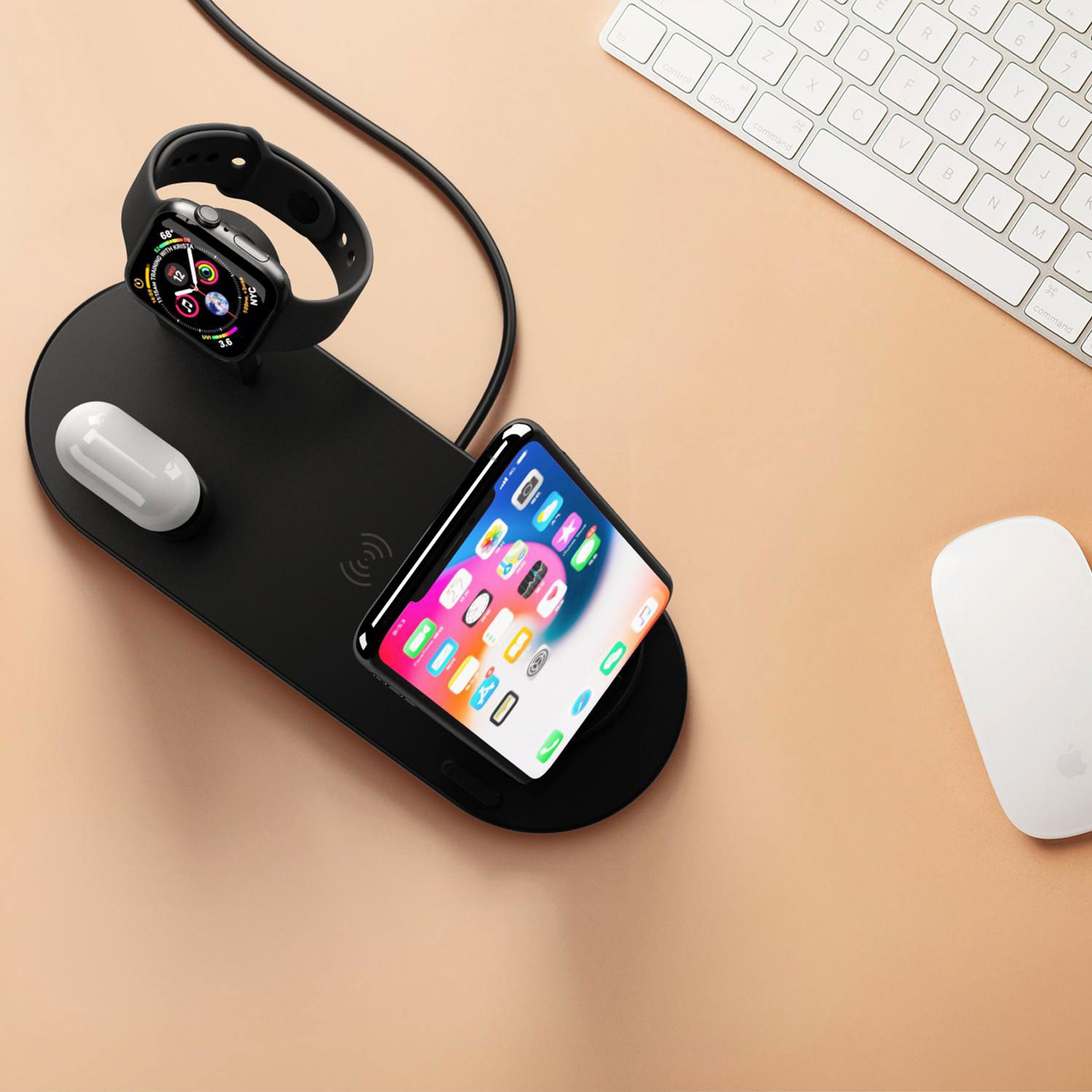 Wireless Charger 4 in 1 Wireless Charging Dock Compatible with Apple Watch 5 and 2