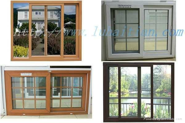 wooden color laminated pvc sliding window 2