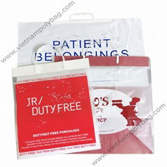 Hard loop handle plastic shopping bag