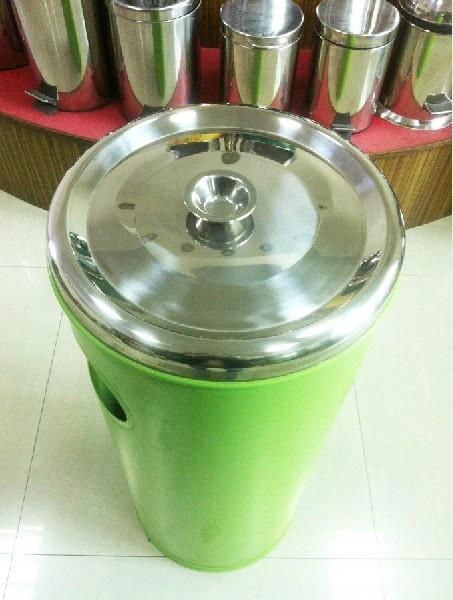 NO201 green stainless steel litter bin 3