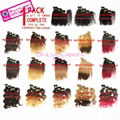 Brazilian Virgin Hair productHUMAN HAIR 6 pcs + Top clousure