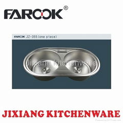 double bowl round stainless steel sink