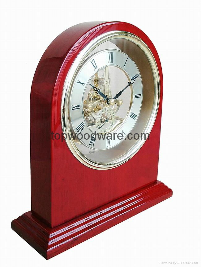 Rosewood Piano Finish Mantle Luxury skeleton wooden clock