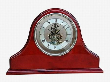 Rosewood Piano Finish Mantle Luxury skeleton wooden clock 4