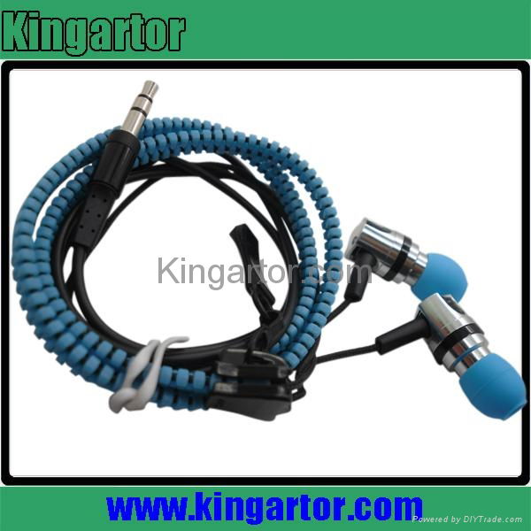 zipper earphone with microphone and volume control