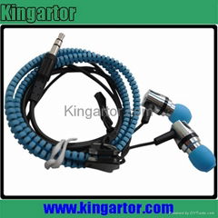 zipper earphone with microphone and