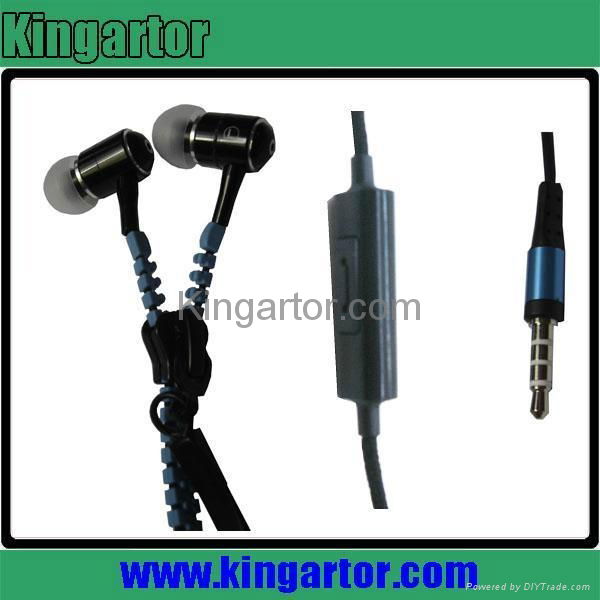 zipper earphone with microphone for iphone 2