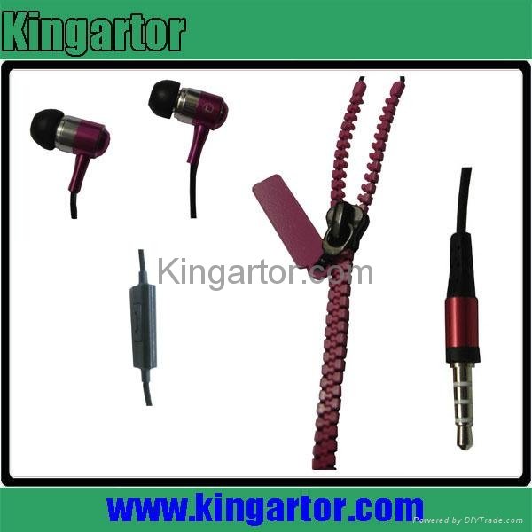 zipper earphone with microphone for iphone 3