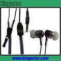 zipper earphone with microphone for iphone 4