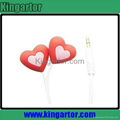 35mm jack red heart silicon earphone for Kids 3