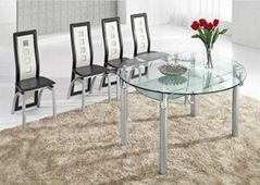 Pull-out metal glass dining table