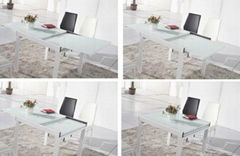 Pull-out metal glass dining table