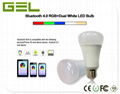 Bluetooth 4.0 Smartphone App Controlling RGB+Dual White Color E27 LED Bulb 6W 6