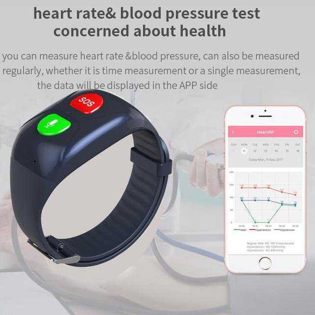 IP67 Waterproof Senior Healthcare GPS Bracelet Tracker with Blood Pressure 4