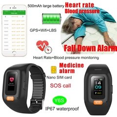 IP67 Waterproof Bracelet Tracker GPS with Blood Pressure Fall Down alert 