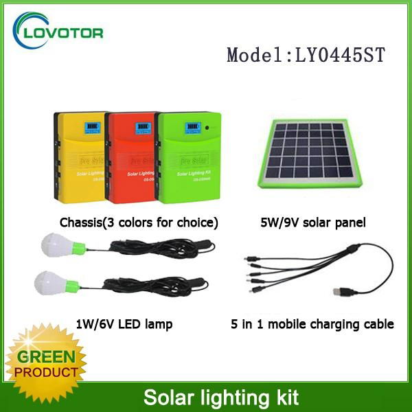 5W portable home use mini led solar light kit with USB charging port 2