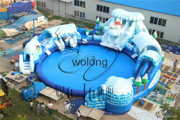 inflatable water park with high slid