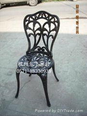 Cast aluminum furniture one table and two chairs