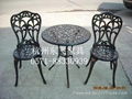 Cast aluminum furniture one table and two chairs 3