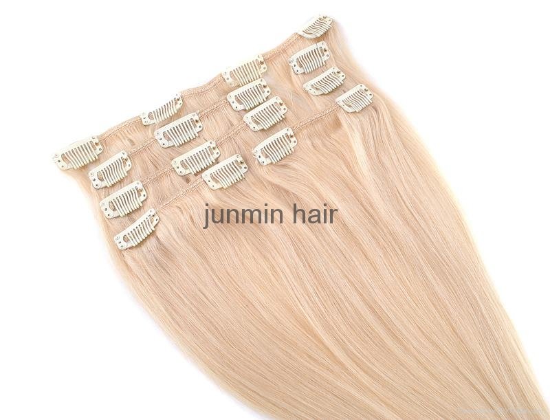 5A grade 100% virgin remy hair clip on hair extension  2