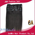 Any color t 5a grade 100% remy hair clip in human hair extensions 