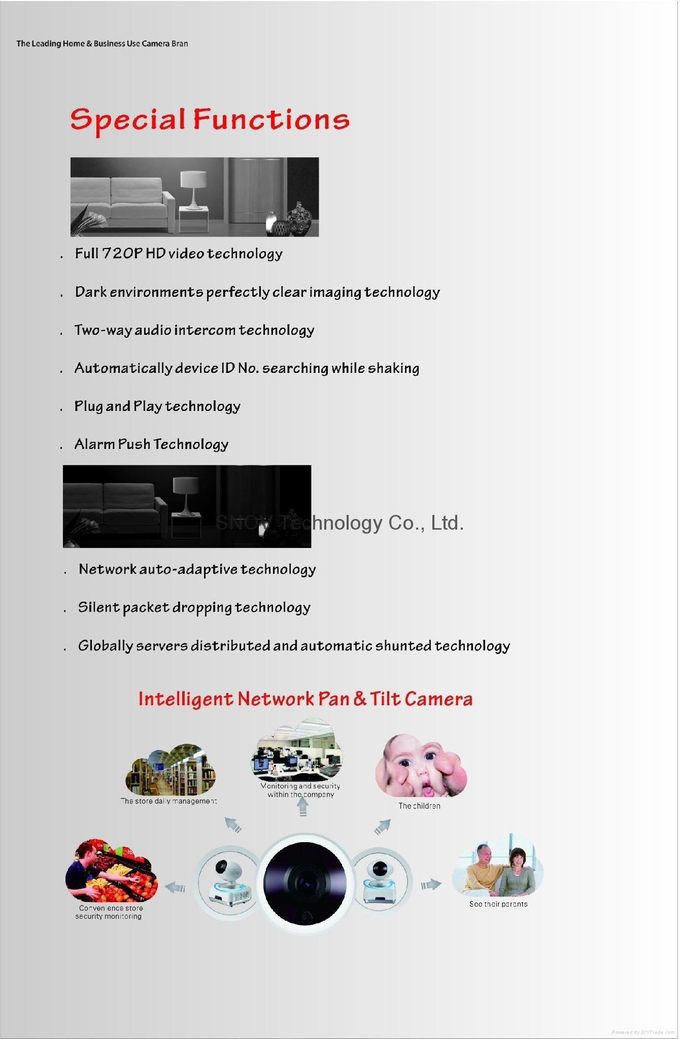 Snov Mega Pixel WIFI IP PTZ Surveillance Camera with Alarm Detectors, Wireless 5
