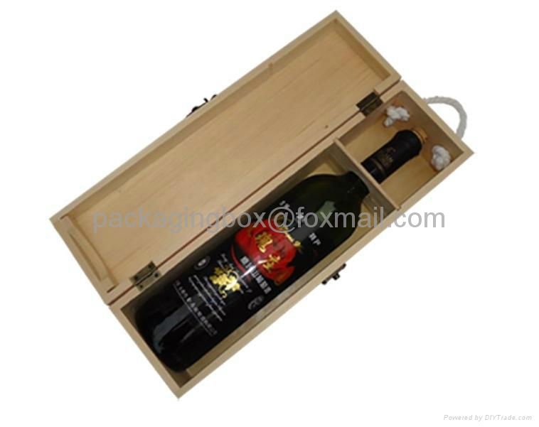 Cheap pine wooden wine boxes handle for shipping and gift 5