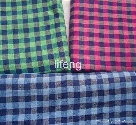 plaid woven check shirt linen fabric 