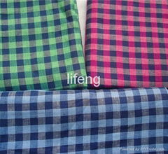 plaid woven check shirt linen fabric 