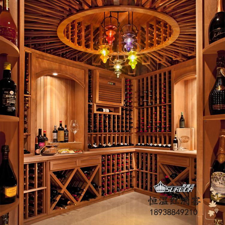 供應酒莊酒櫃裝修實木復古櫃葡萄酒儲藏酒窖展廳紅酒陳列展示櫃