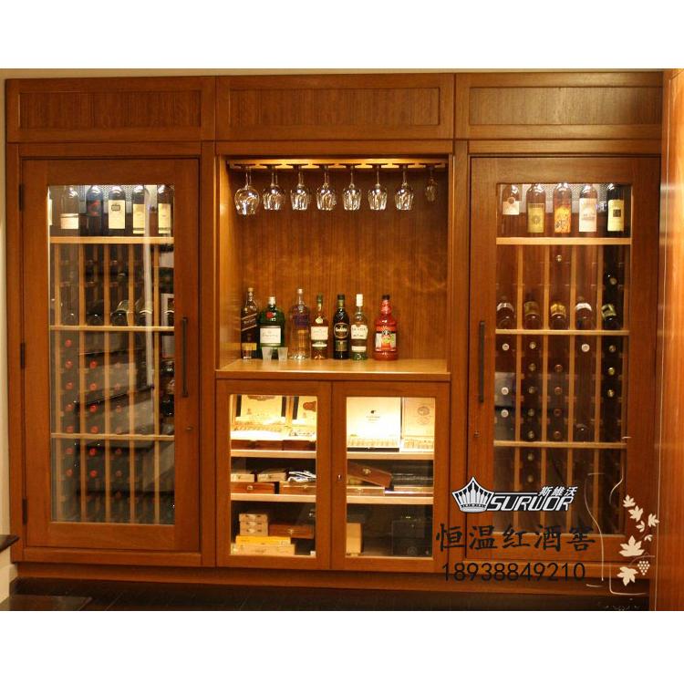 实木恒温酒柜 红酒架轻奢酒吧会所家用红木红酒展示柜