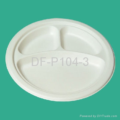 9" 3-Compartment Bagasse Plate