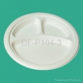 9" 3-Compartment Bagasse Plate 1