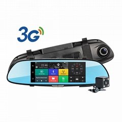 C08 7'' Touch Screen Dashcam Car Dual Rearview Camera Car DVR 3G Android GPS Das