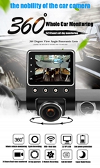 X360 Car DVR Dash Camera 1080P 360 Degree View Angle Dashcam Video Recorder Blac