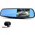 4.3" Rearview Mirror 1080P Car DVR Dual Lens Video Recorder Dash Cam