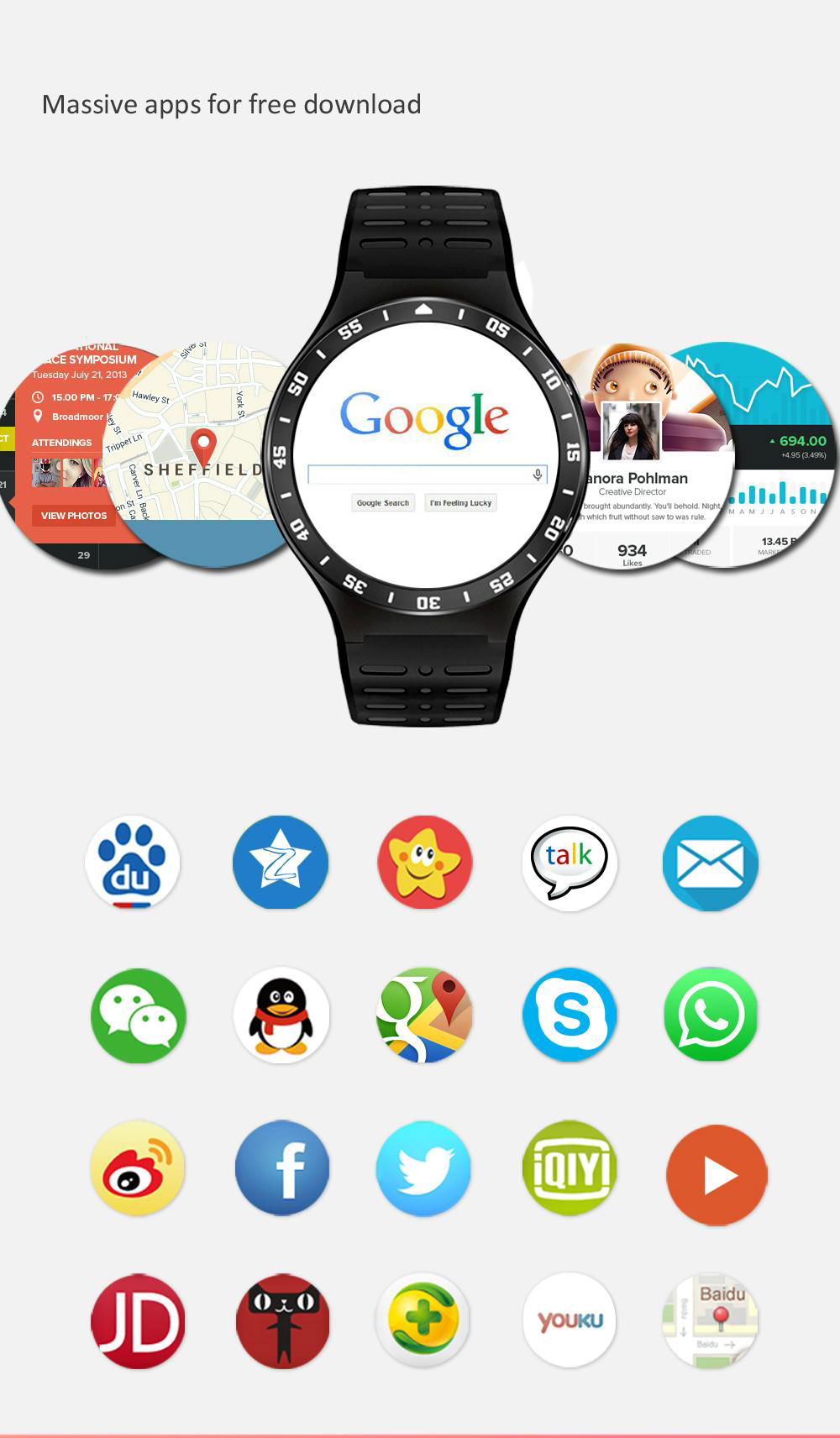 S99A Quad Core 3G Smart Watch GPS WiFi Pedometer Heart Rate Smartwatch 2