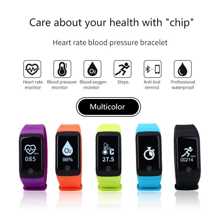 Heart Rate Blood Pressure Blood Oxygen Monitor Bluetooth Smart Wristband Bracele