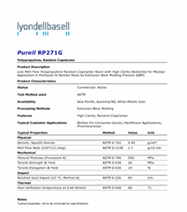 Healthcare PP PURELL RP271G,extrusion applications, high chemical resistance